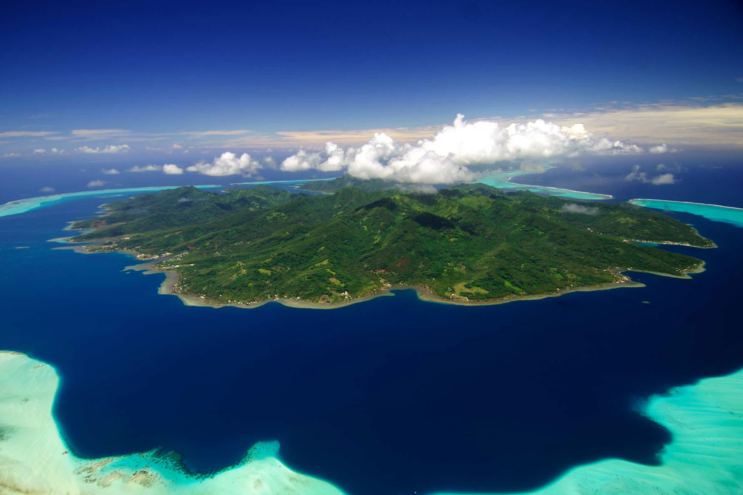 View over an island in French Polynesia 